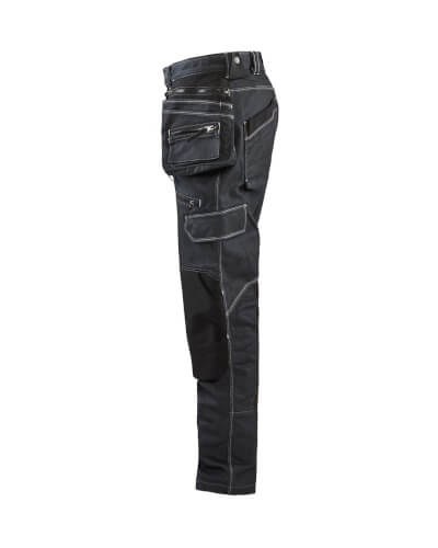 Blaklader 1999 Baggy Denim Stretch X1900 blauwe/zwarte werkbroek linkerzijde