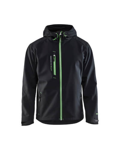 Blaklader 4949 zwart/groen softshell werkjas voorzijde