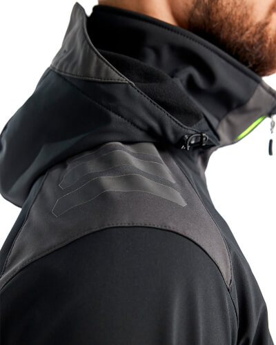 Blaklader 4749 zwart geel softshell werkjas capuchon