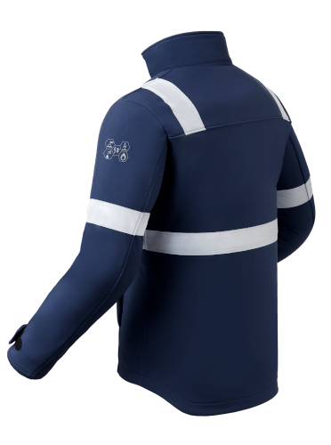 Havep 50383 blauwe softshell werkjas achterzijde