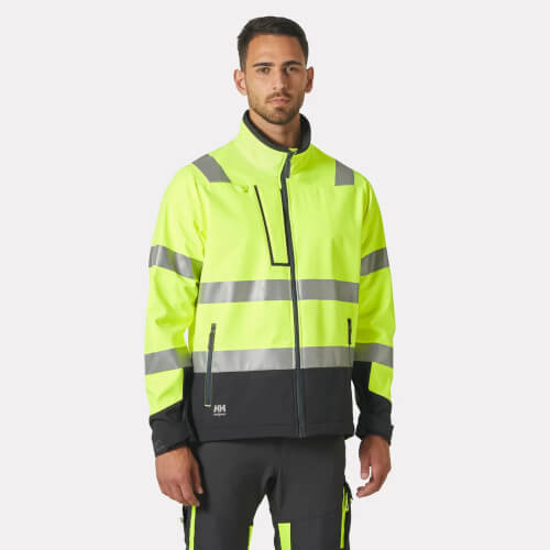 Helly Hansen 74095 Alna 2.0 fluo gele 269 softshell werkjas op model