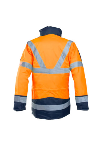 Sioen 209A Skollfield fluo oranje werkparka achterzijde