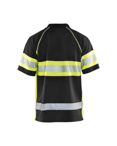 Blaklader 3338 fluo geel/zwart poloshirt achterzijde
