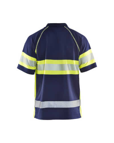 Blaklader 3338 fluo geel blauw poloshirt achterzijde