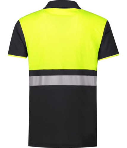 Santino Hamburg fluo geel/antraciet poloshirt achterzijde