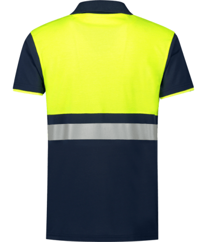 Santino Hamburg fluo geel/blauw poloshirt achterzijde