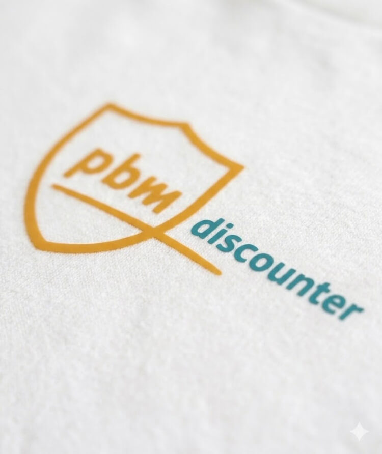 PBM discounter logo bedrukt op wit werkshirt